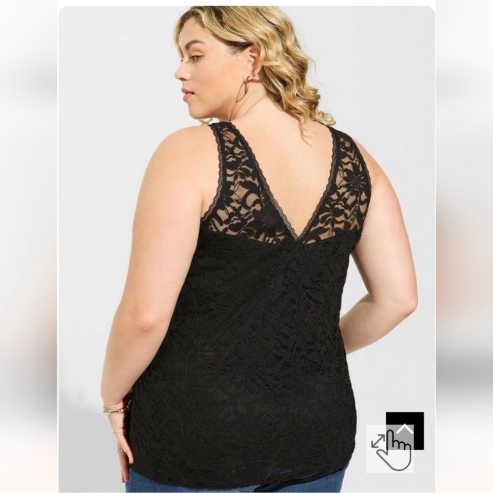 TORRID Lace Vneck tank Black